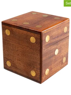 Kare Wohndekoration<6tlg.Set: Dekobox mit Würfeln "Dice" in Hellbraun