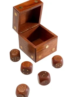 Kare Wohndekoration<6tlg.Set: Dekobox mit Würfeln "Dice" in Hellbraun