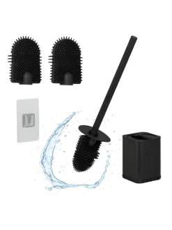 relaxdays Badaccessoires<Toilettenbürste in Schwarz - (B)9,5 x (H)40 x (T)10 cm