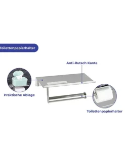 Maximex Badaccessoires<Toilettenpapierhalter in Silber - (B)18 x (H)7,5 x (T)9,5 cm