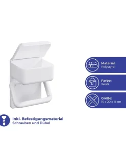 Maximex Badaccessoires<Toilettenpapierhalter in Weiß - (B)16 x (H)20 x (T)11 cm