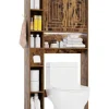 COSTWAY Badezimmermöbel<Toilettenregal mit Beleuchtung in Braun