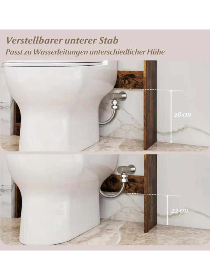 COSTWAY Badezimmermöbel<Toilettenregal mit Beleuchtung in Braun