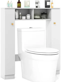 COSTWAY Badezimmermöbel<Toilettenschrank Bad Überbauschrank in Weiß