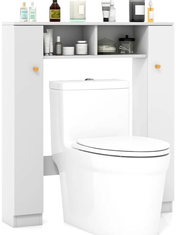 COSTWAY Badezimmermöbel<Toilettenschrank Bad Überbauschrank in Weiß