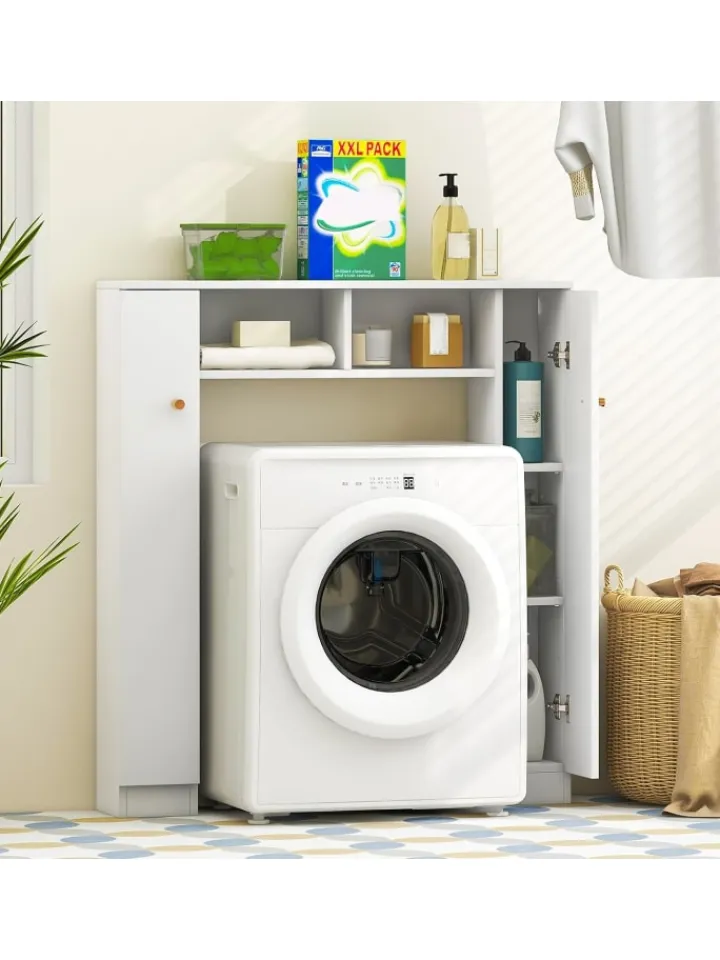COSTWAY Badezimmermöbel<Toilettenschrank Bad Überbauschrank in Weiß