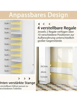 COSTWAY Badezimmermöbel<Toilettenschrank Bad Überbauschrank in Weiß