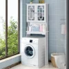 COSTWAY Badezimmermöbel<Toilettenschrank mit Tür in Weiß