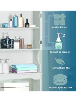 COSTWAY Badezimmermöbel<Toilettenschrank mit Tür in Weiß