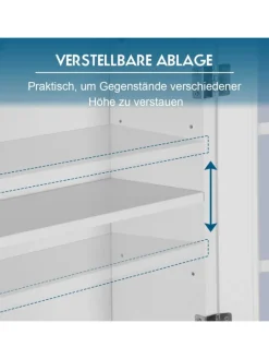 COSTWAY Badezimmermöbel<Toilettenschrank mit Tür in Weiß