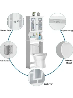 COSTWAY Badezimmermöbel<Toilettenschrank mit Tür in Weiß