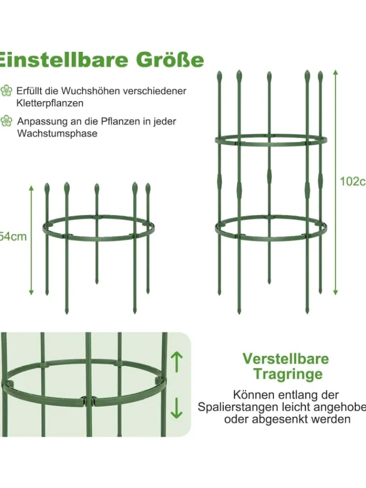 COSTWAY Pflanzen & Zubehör<Tomaten Rankhilfe 3er Set 50x102cm in Grün