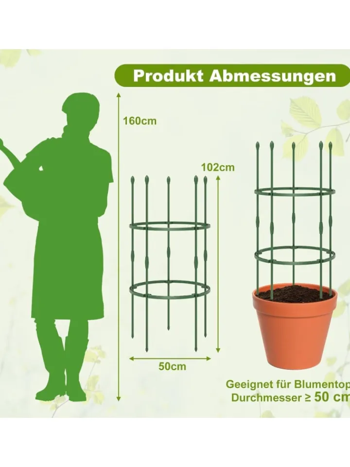 COSTWAY Pflanzen & Zubehör<Tomaten Rankhilfe 3er Set 50x102cm in Grün