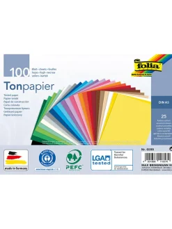 folia PAPER Kreativbedarf & Do-It-Yourself<Tonpapier in Bunt - 100 Blatt - DIN A5