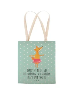 Mr. & Mrs. Panda Einkaufstaschen & -Trolleys<Tote Bag Fuchs Ballerina mit Spruch in Türkis Pastell