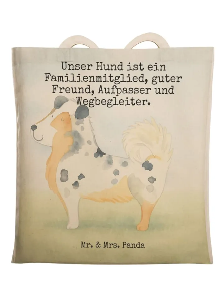 Mr. & Mrs. Panda Einkaufstaschen & -Trolleys<Tote Bag Hund Australien Shepherd Design mit Sp... in Weiß