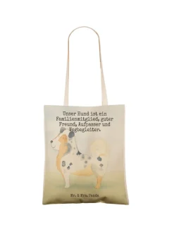 Mr. & Mrs. Panda Einkaufstaschen & -Trolleys<Tote Bag Hund Australien Shepherd Design mit Sp... in Weiß