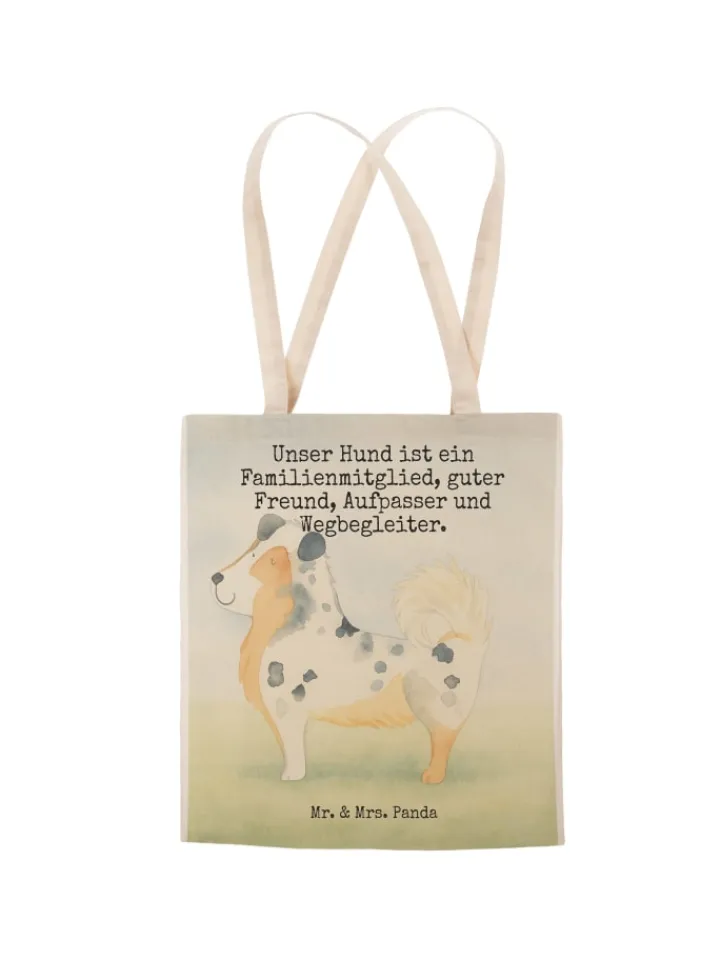 Mr. & Mrs. Panda Einkaufstaschen & -Trolleys<Tote Bag Hund Australien Shepherd Design mit Sp... in Weiß