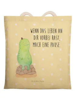 Mr. & Mrs. Panda Einkaufstaschen & -Trolleys<Tote Bag Schildkröte Pause mit Spruch in Gelb Pastell