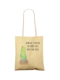 Mr. & Mrs. Panda Einkaufstaschen & -Trolleys<Tote Bag Schildkröte Pause mit Spruch in Gelb Pastell