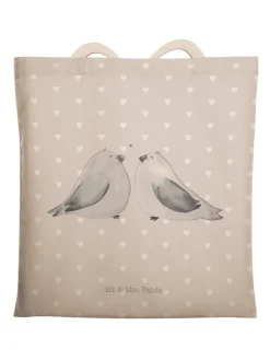 Mr. & Mrs. Panda Einkaufstaschen & -Trolleys<Tote Bag Turteltauben Liebe ohne Spruch in Grau Pastell