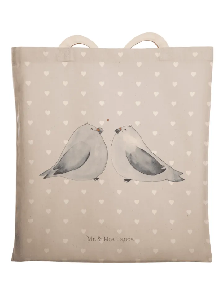 Mr. & Mrs. Panda Einkaufstaschen & -Trolleys<Tote Bag Turteltauben Liebe ohne Spruch in Grau Pastell