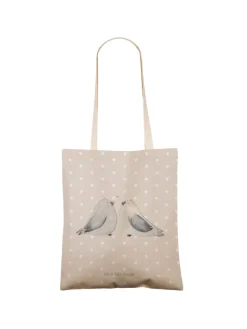 Mr. & Mrs. Panda Einkaufstaschen & -Trolleys<Tote Bag Turteltauben Liebe ohne Spruch in Grau Pastell