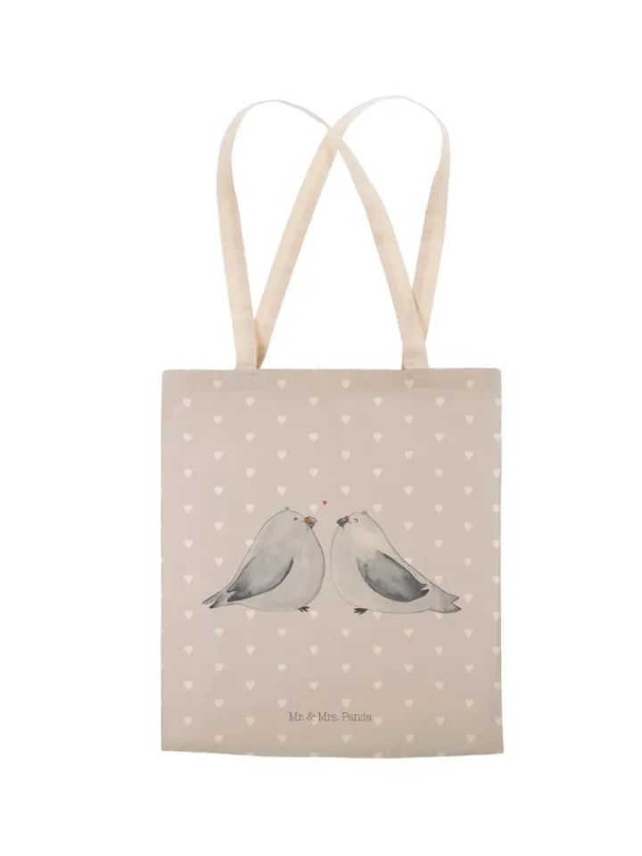 Mr. & Mrs. Panda Einkaufstaschen & -Trolleys<Tote Bag Turteltauben Liebe ohne Spruch in Grau Pastell