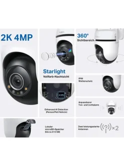 COFI 1453 Foto & Video<TP-LINK Kabellose Überwachungskamera Outdoor Tapo in Schwarz