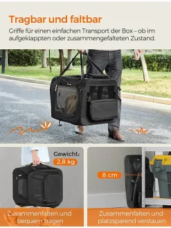 SONGMICS Hunde<Transportbox in Schwarz - (B)60 x (H)42 x (T)42 cm