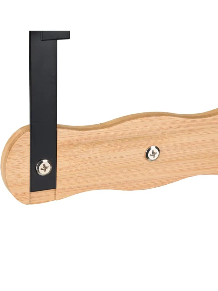 relaxdays Weitere Haushaltshelfer<Türgarderobe "5 Haken" in Natur/Schwarz - (B)40,5 x (H)14 x (T)7,5 cm