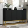 ABRIHOME Regale & Schränke<4-türiger griffloser Buffetschrank in Schwarz