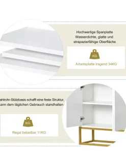 ABRIHOME Regale & Schränke<4-türiger griffloser Buffetschrank in Weiß