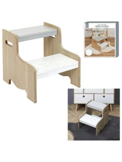 The Home Deco Kids Kindermöbel|Sitzmöbel<Tritthocker in Weiß/ Beige - (B)30 x (H)33 x (T)30 cm