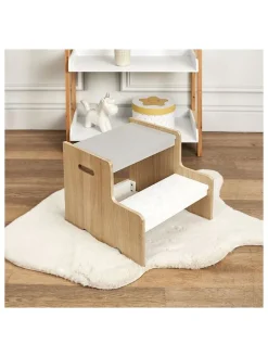 The Home Deco Kids Kindermöbel|Sitzmöbel<Tritthocker in Weiß/ Beige - (B)30 x (H)33 x (T)30 cm