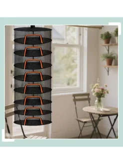 relaxdays Weitere Haushaltshelfer<Trockennetz in Orange/Schwarz - 8 Ebenen