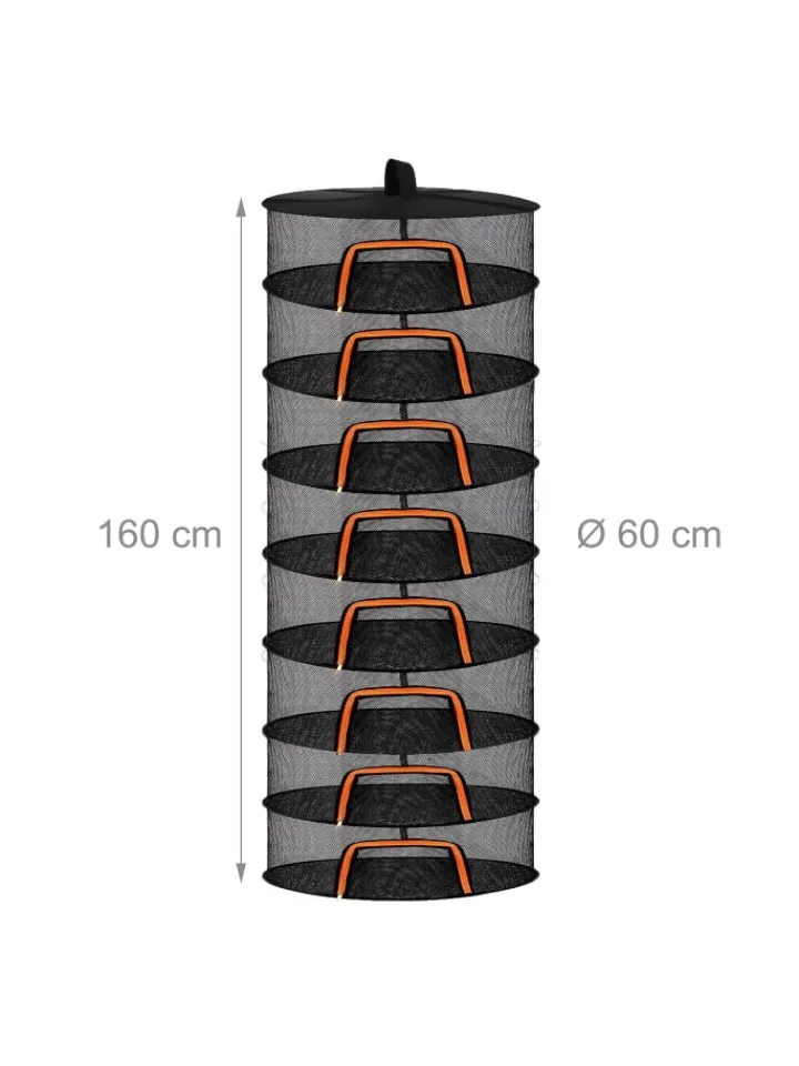 relaxdays Weitere Haushaltshelfer<Trockennetz in Orange/Schwarz - 8 Ebenen