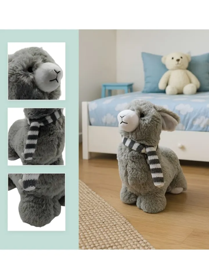relaxdays Tür- & Zugluftstopper<Türstopper "Alpaka" in Grau - (B)12 x (H)28 x (T)27 cm