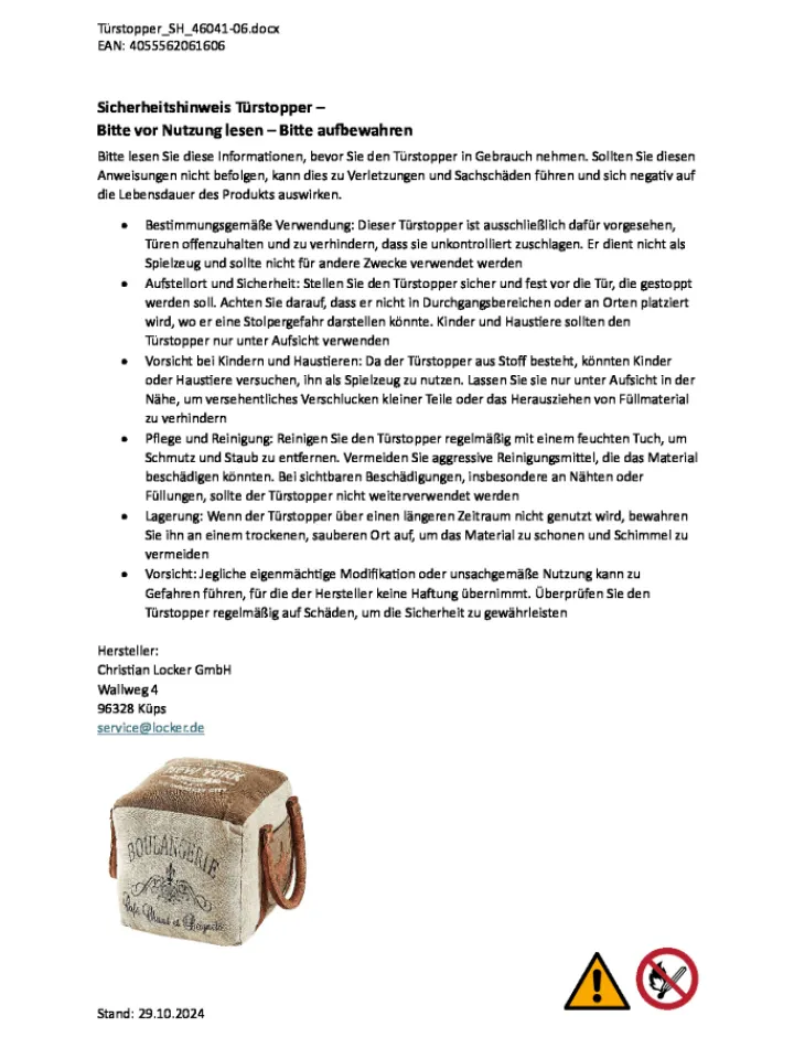 kobolo Tür- & Zugluftstopper<Türstopper BOULANGERIE in Braun