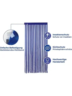 Wenko Gardinen, Jalousien & Rollos<Türvorhang in Blau/ Weiß - (L)200 x (B)90 cm