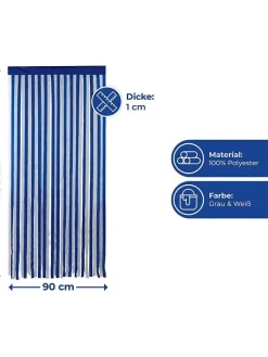 Wenko Gardinen, Jalousien & Rollos<Türvorhang in Blau/ Weiß - (L)200 x (B)90 cm