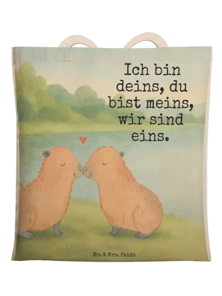 Mr. & Mrs. Panda Einkaufstaschen & -Trolleys<Tüte Capybara Liebe Design mit Spruch in Weiß