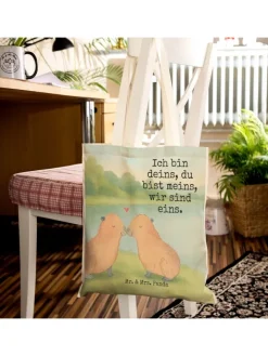 Mr. & Mrs. Panda Einkaufstaschen & -Trolleys<Tüte Capybara Liebe Design mit Spruch in Weiß