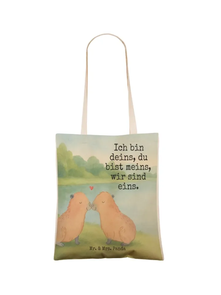 Mr. & Mrs. Panda Einkaufstaschen & -Trolleys<Tüte Capybara Liebe Design mit Spruch in Weiß