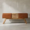 KADIMA DESIGN Sitzmöbel<Turnbock | Echtleder, 120x29x53cm, Braun, Aufbewahrung