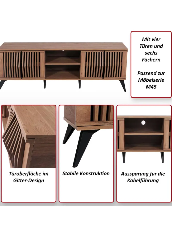 MCW Möbel-Sets<TV-Rack M45, 3D-Design Staufächer