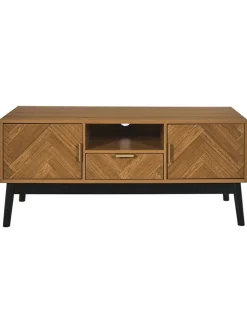 Rétro Chic Regale & Schränke<TV-Regal "Felix" in Hellbraun/ Schwarz - (B)110 x (H)48 x (T)40 cm