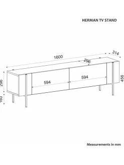 Evila Regale & Schränke<TV-Regal ''Herman'' in Weiß - (B)160 x (H)45,6 x (T)31,4 cm