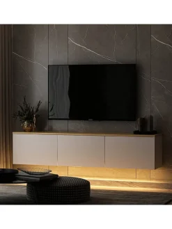 Evila Regale & Schränke<TV-Regal "Neon" in Weiß/ Hellbraun - (B)160 x (H)35 x (T)32 cm