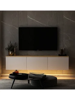 Evila Regale & Schränke<TV-Regal "Neon" in Weiß/ Hellbraun - (B)160 x (H)35 x (T)32 cm
